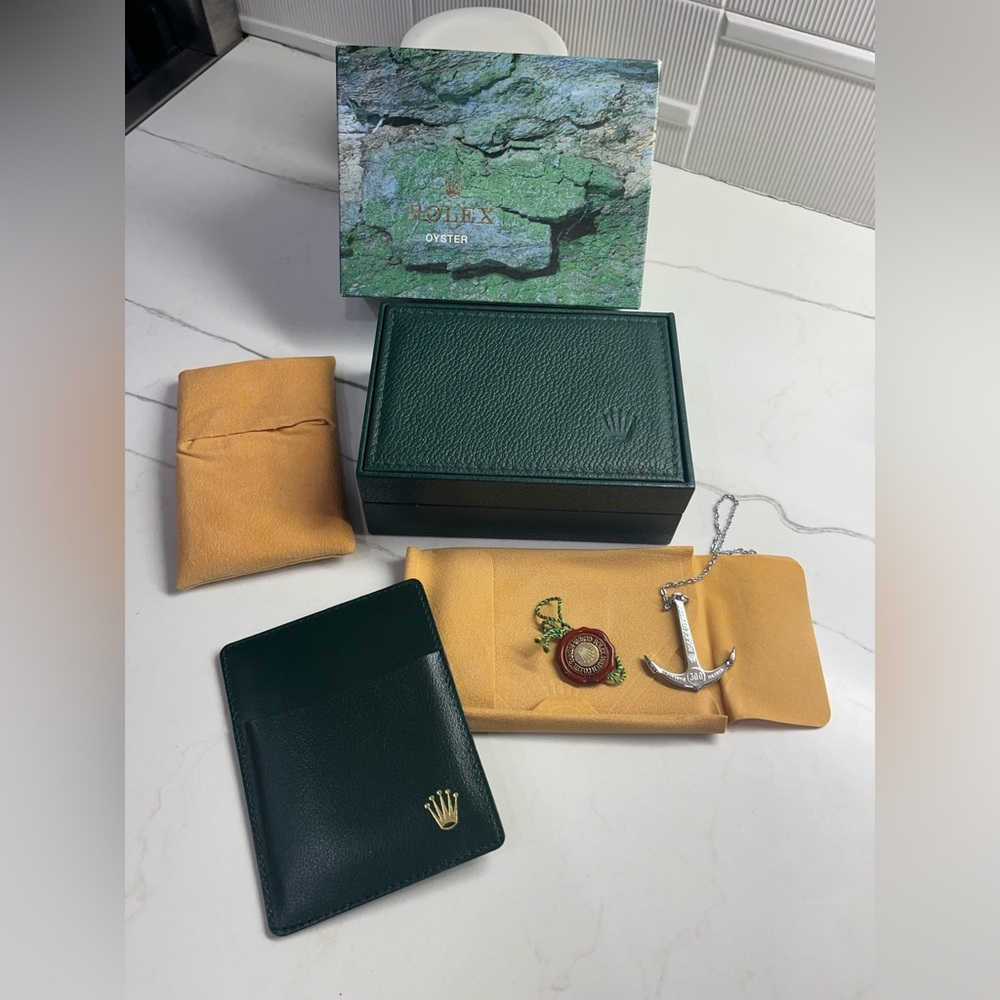 Rolex Green Leather Accessories Set